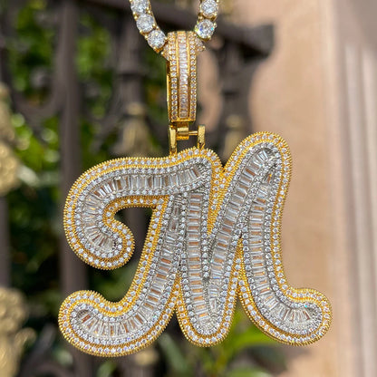 Bling "Baguette Initial" Custom Pendant