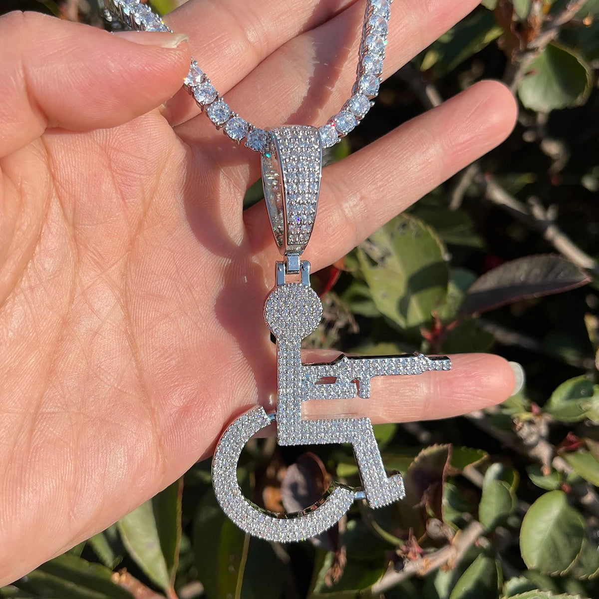 Bling "Wheelchair Shooter" Pendant
