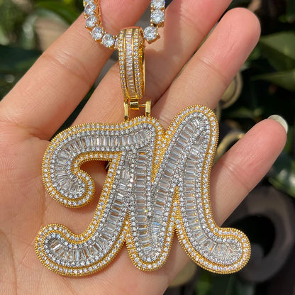 Bling "Baguette Initial" Custom Pendant