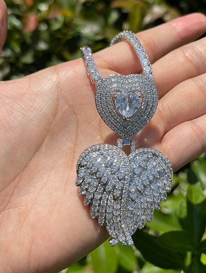 Bling "Feathered Heart" Pendant