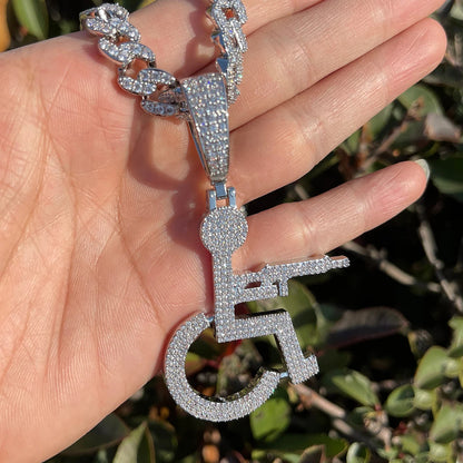 Bling "Wheelchair Shooter" Pendant