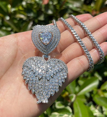 Bling "Feathered Heart" Pendant