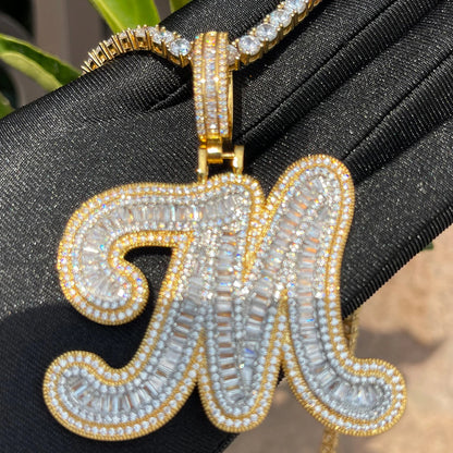 Bling "Baguette Initial" Custom Pendant