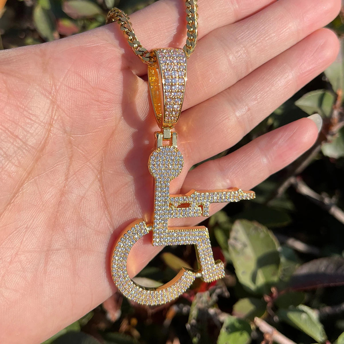 Bling "Wheelchair Shooter" Pendant