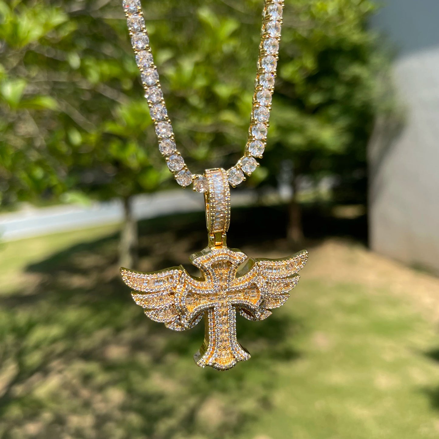 Bling "Winged Cross" Pendant