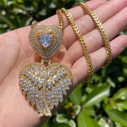 Bling "Feathered Heart" Pendant