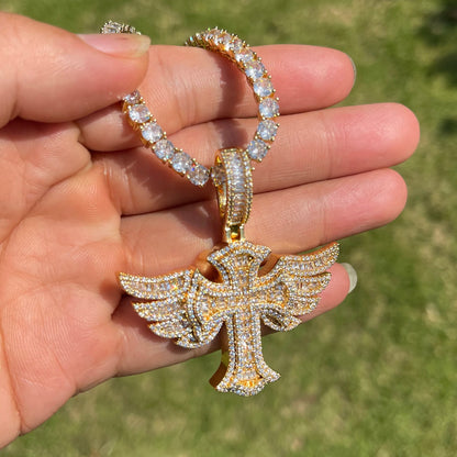 Bling "Winged Cross" Pendant