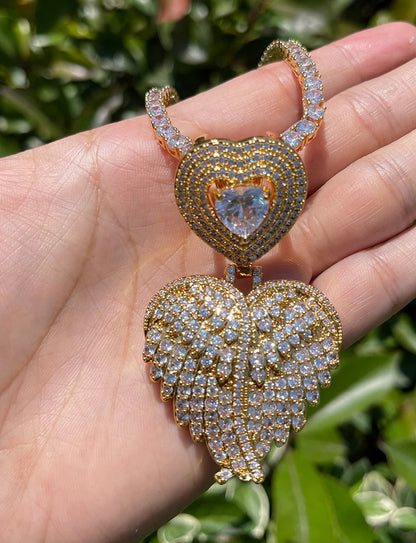Bling "Feathered Heart" Pendant