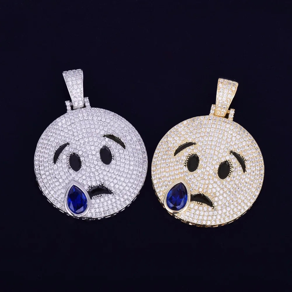 Bling "Crying Emoji" Pendant