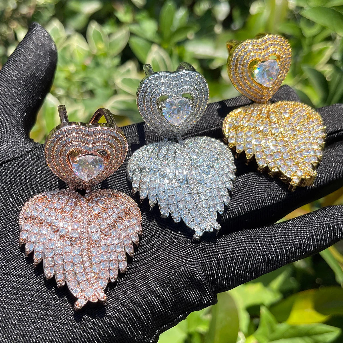 Bling "Feathered Heart" Pendant