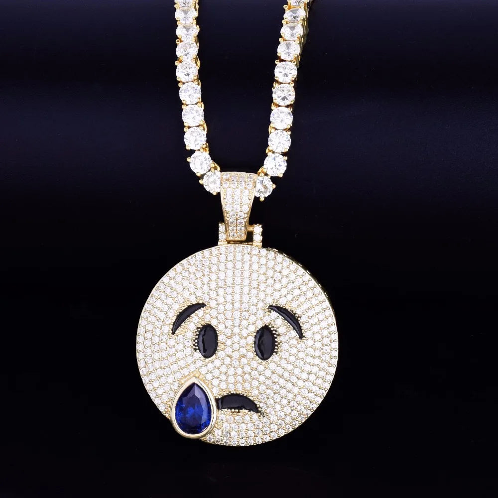 Bling "Crying Emoji" Pendant