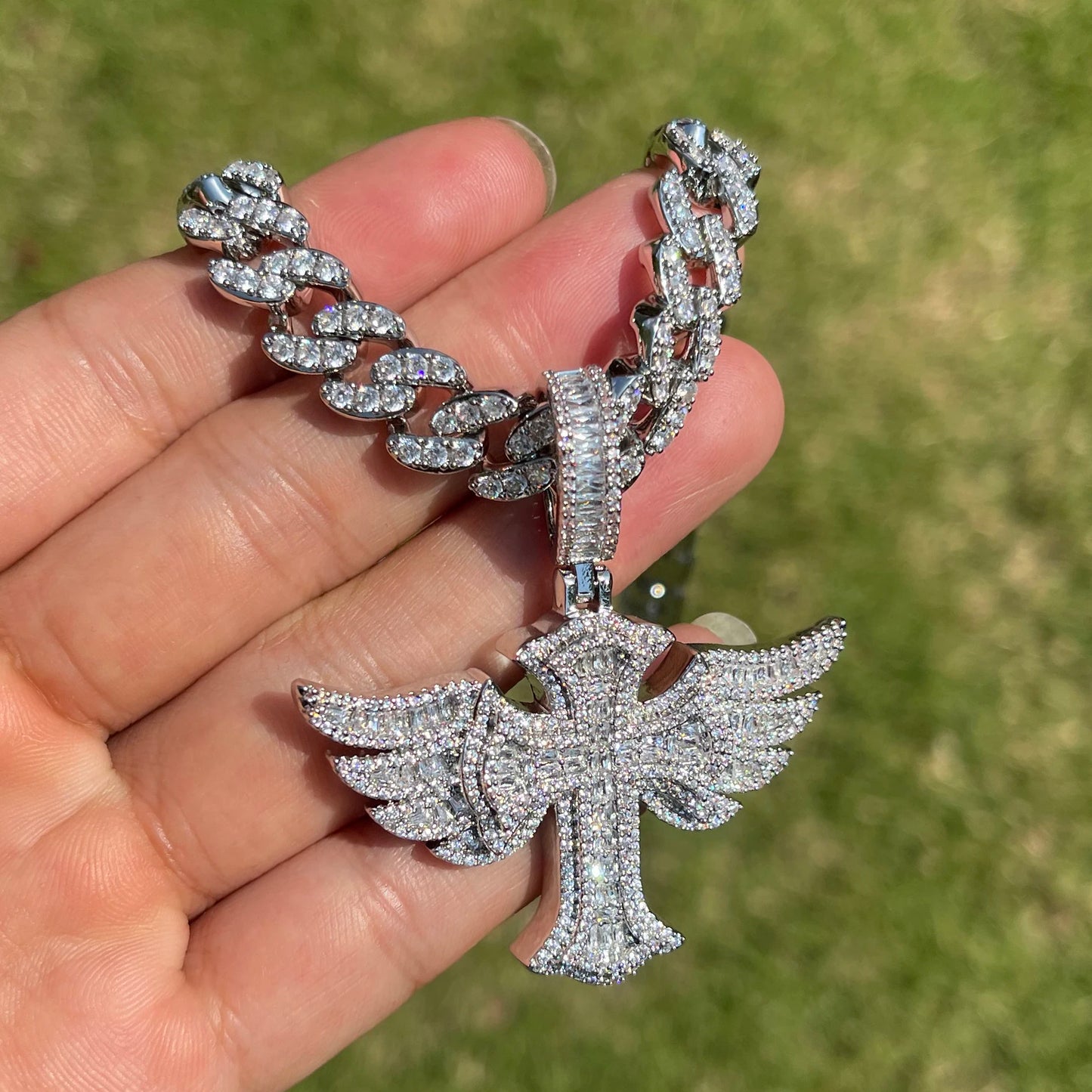 Bling "Winged Cross" Pendant