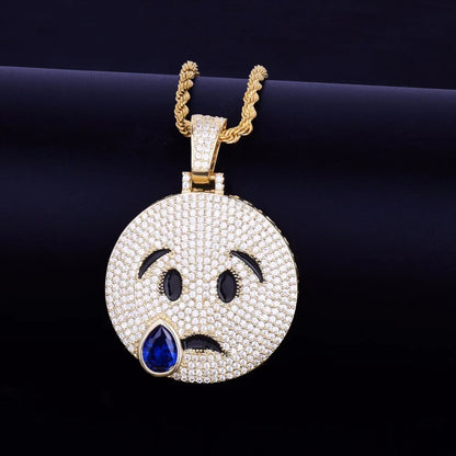 Bling "Crying Emoji" Pendant