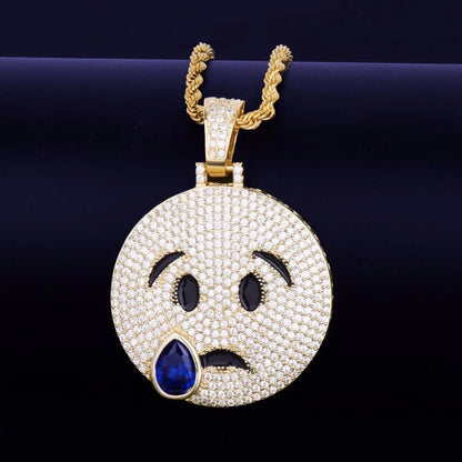 Bling "Crying Emoji" Pendant