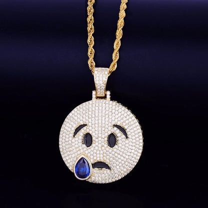 Bling "Crying Emoji" Pendant