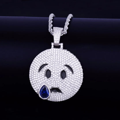 Bling "Crying Emoji" Pendant