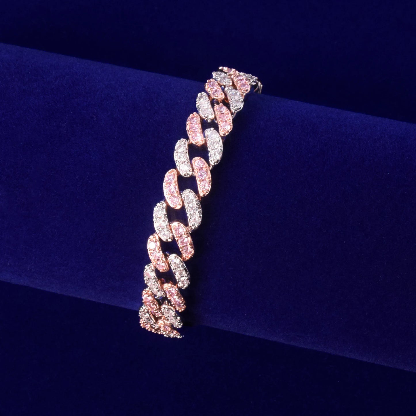 Bling "Pink Tone" Cuban Bracelet