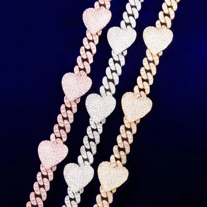 Bling "Heart" Cuban Bracelet 10mm