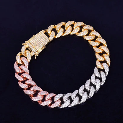 Bling "Tri-Tone" Cuban Bracelet