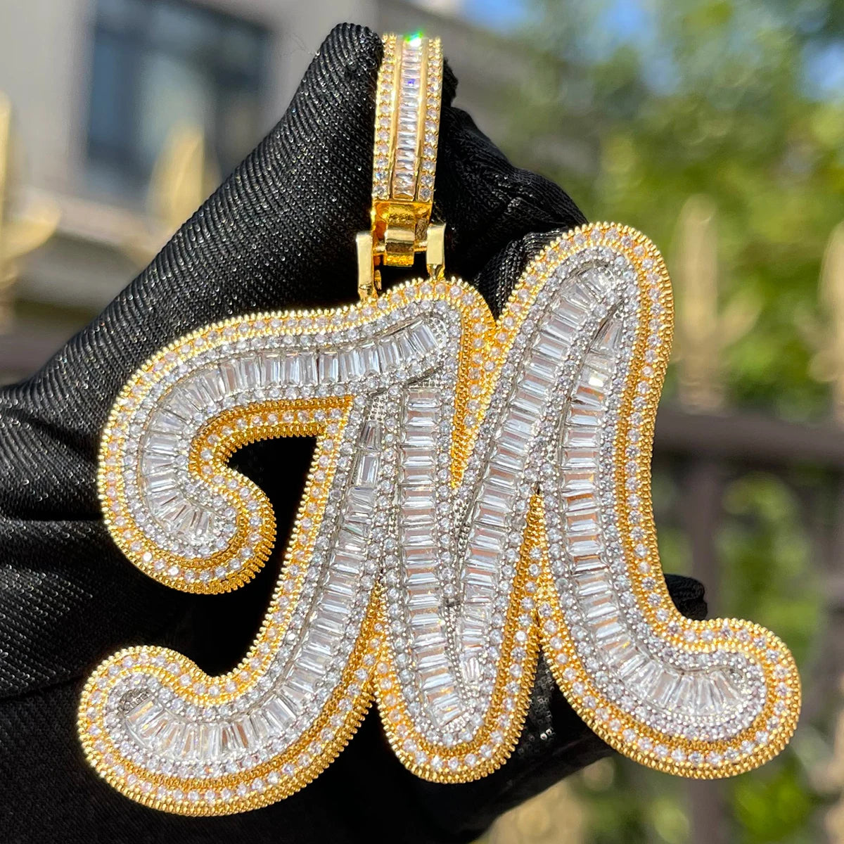 Bling "Baguette Initial" Custom Pendant