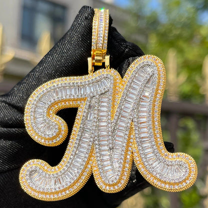Bling "Baguette Initial" Custom Pendant