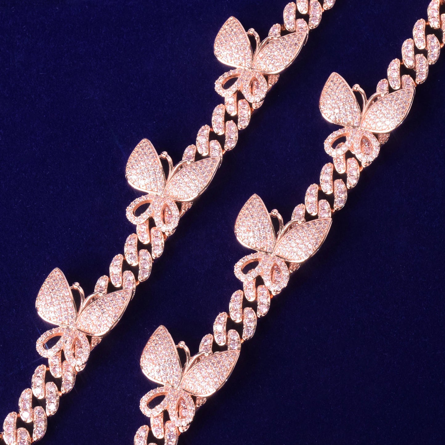 Bling "Pink Butterfly" Cuban Bracelet