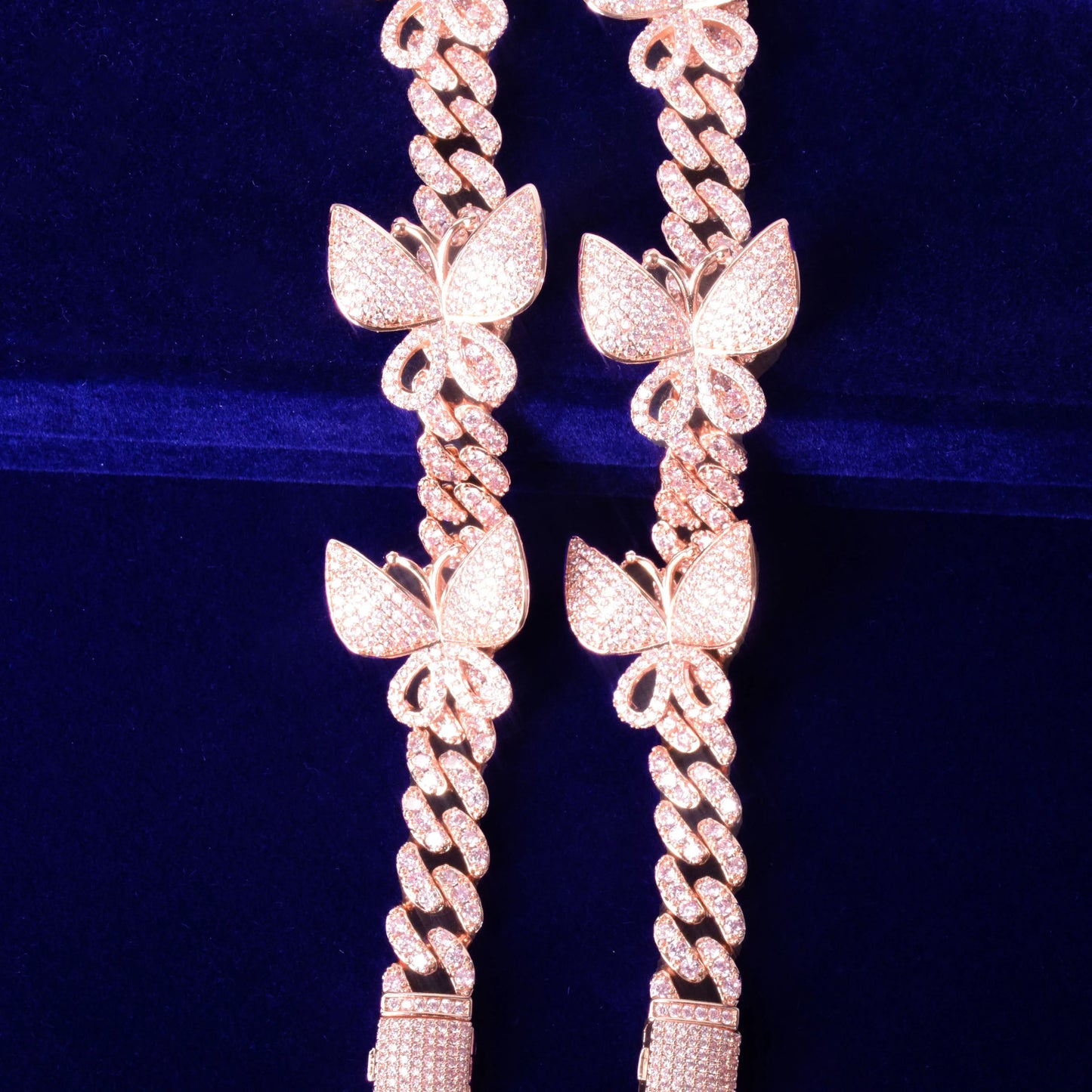 Bling "Pink Butterfly" Cuban Bracelet