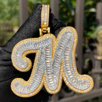 Bling "Baguette Initial" Custom Pendant