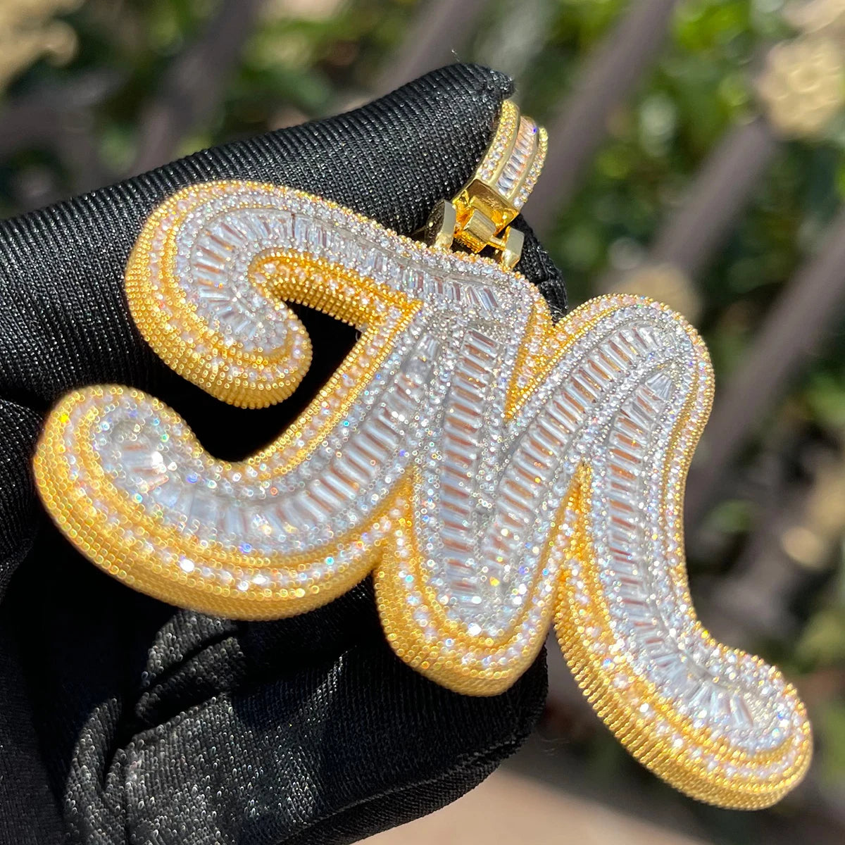 Bling "Baguette Initial" Custom Pendant