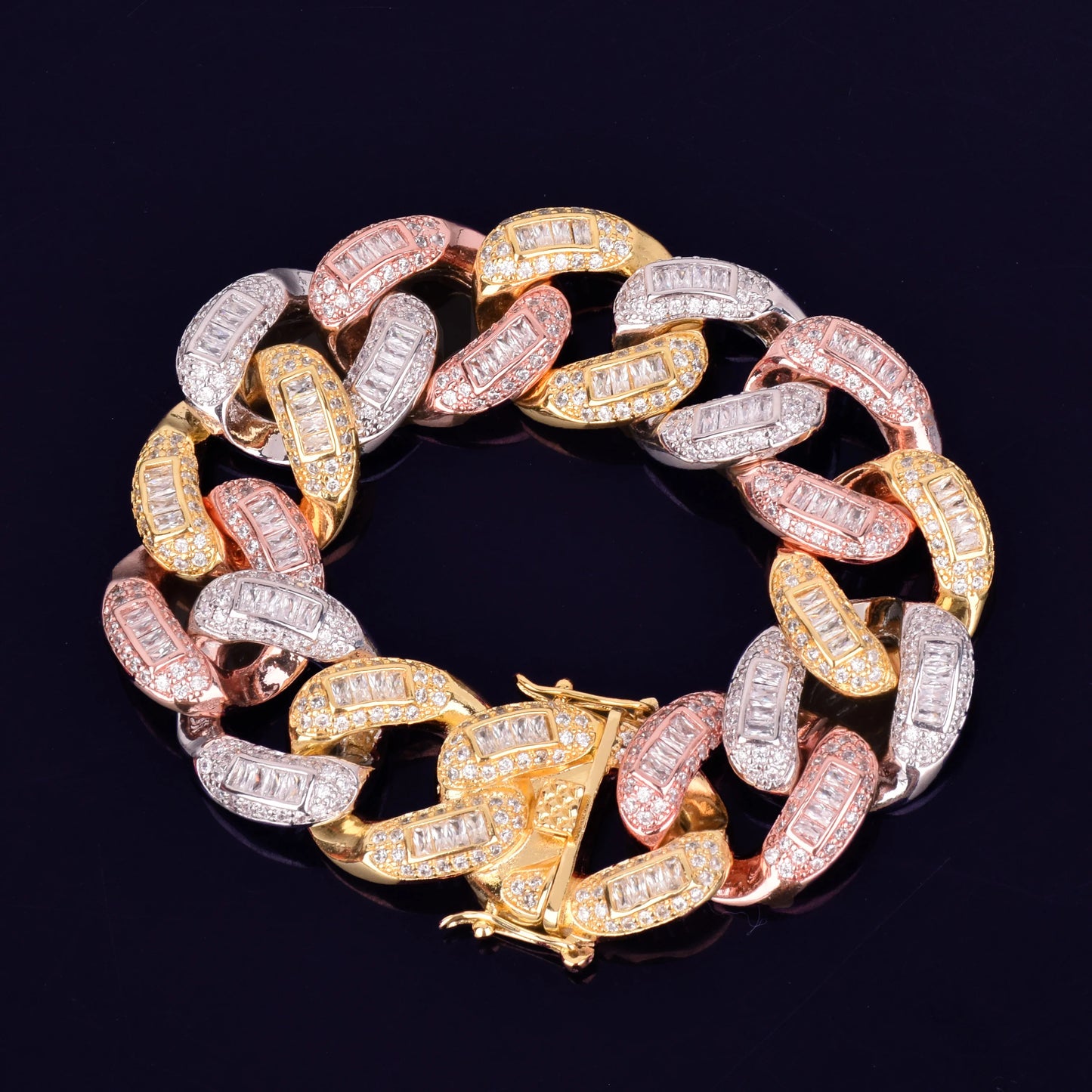 Bling "Tri-Tone" Baguette Bracelet
