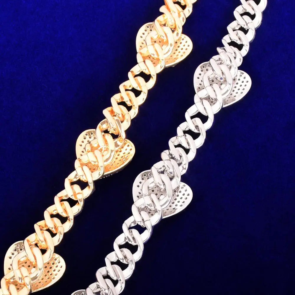 Bling "Heart" Cuban Bracelet 10mm