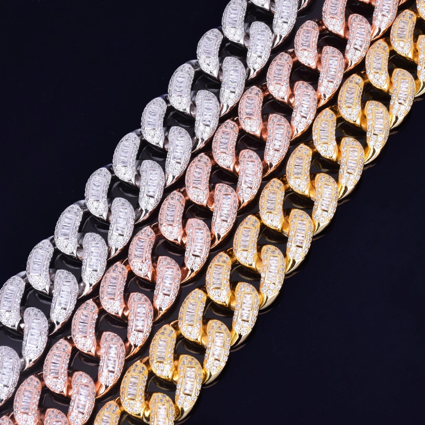 Bling "Cuban" Baguette Bracelet 22mm