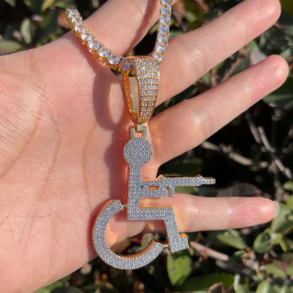Bling "Wheelchair Shooter" Pendant