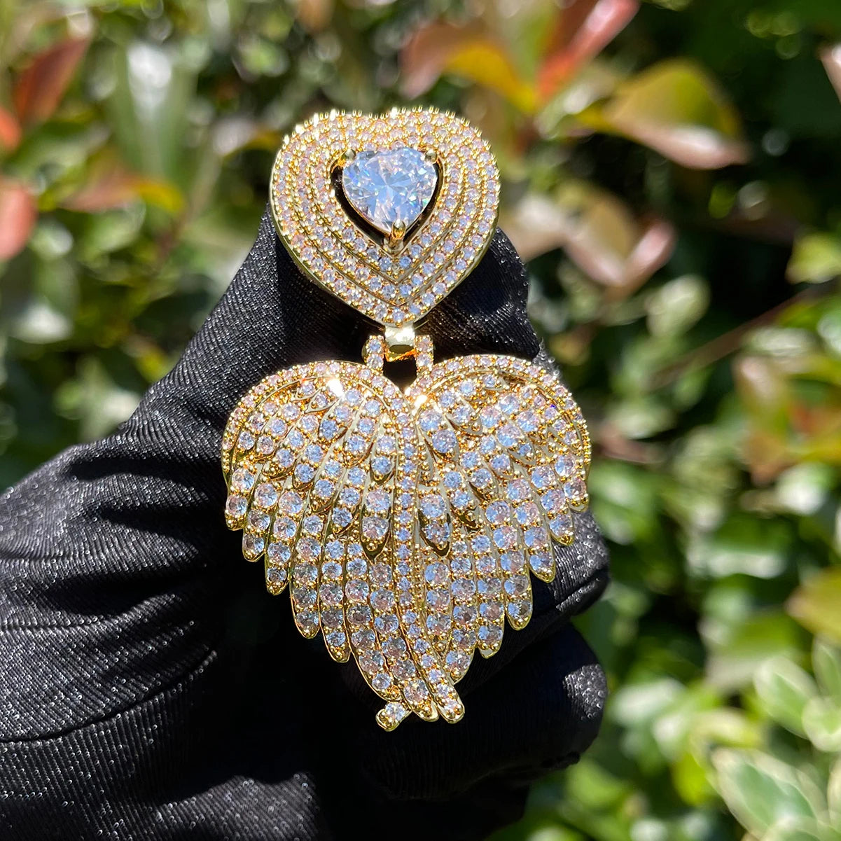 Bling "Feathered Heart" Pendant