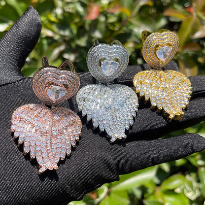 Bling "Feathered Heart" Pendant