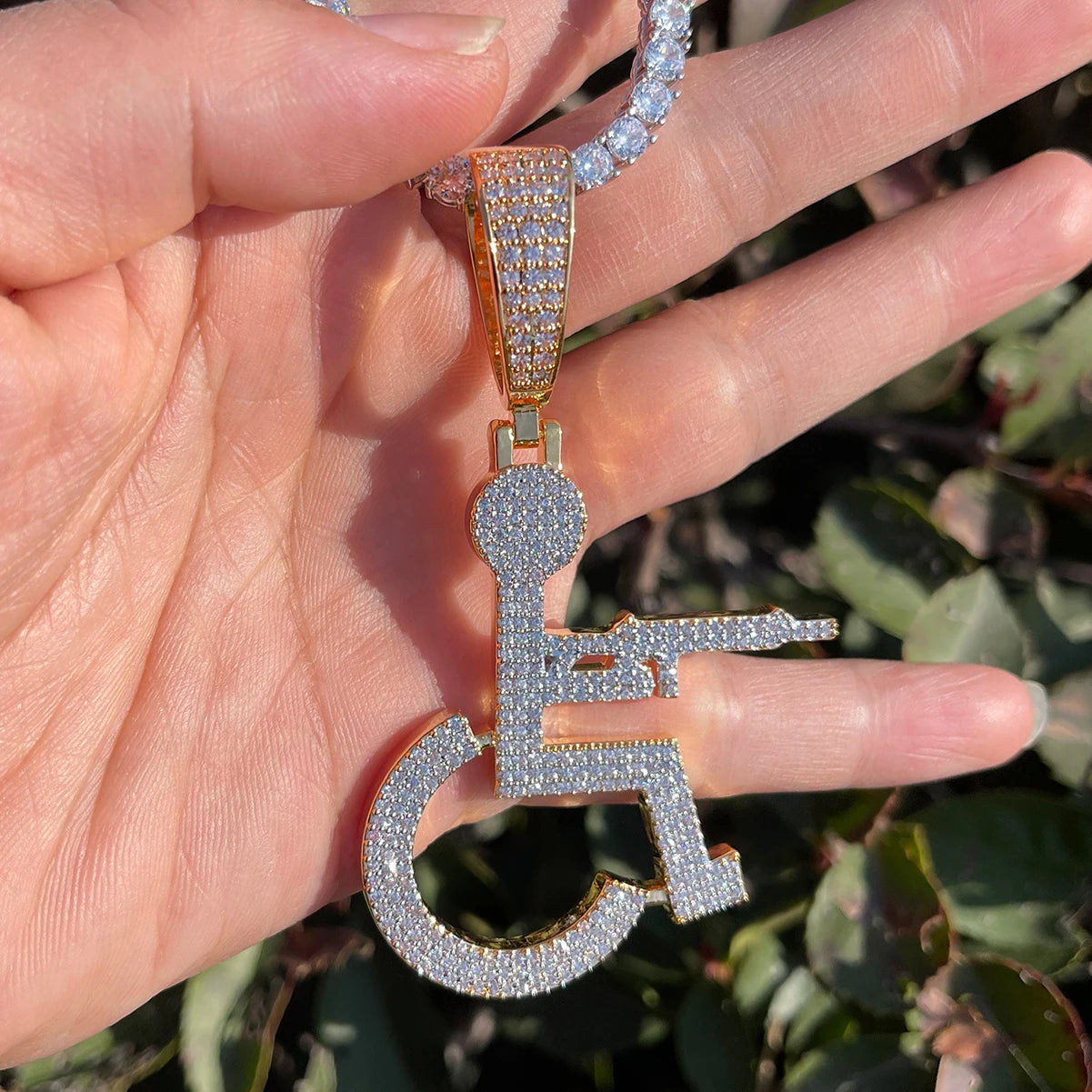 Bling "Wheelchair Shooter" Pendant