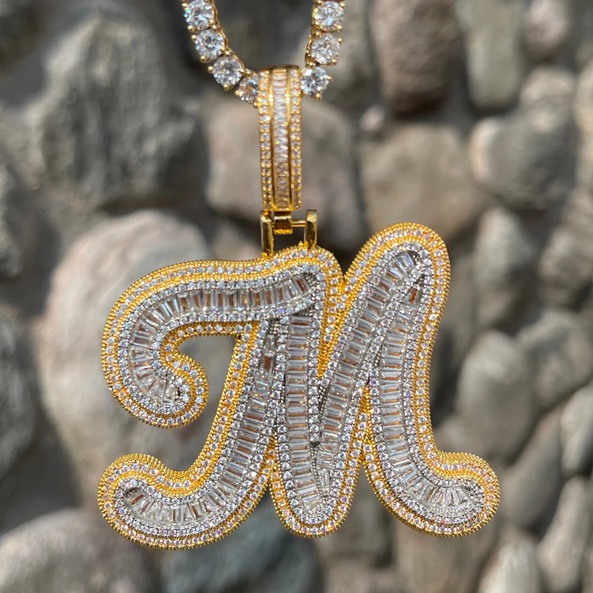 Bling "Baguette Initial" Custom Pendant
