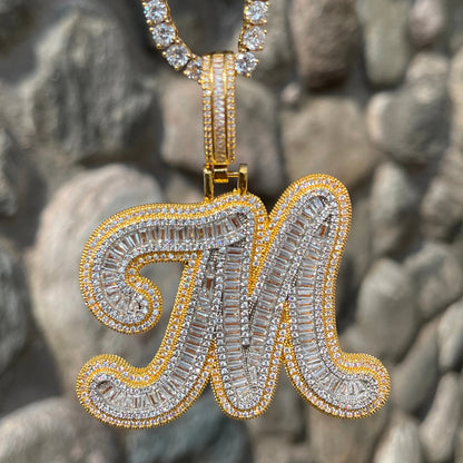 Bling "Baguette Initial" Custom Pendant