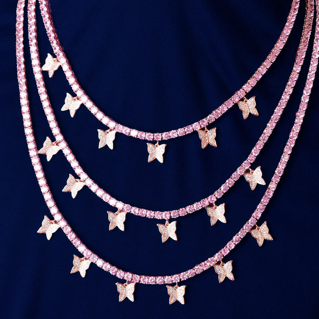 Pink Butterfly Tennis Chain