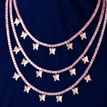 Pink Butterfly Tennis Chain