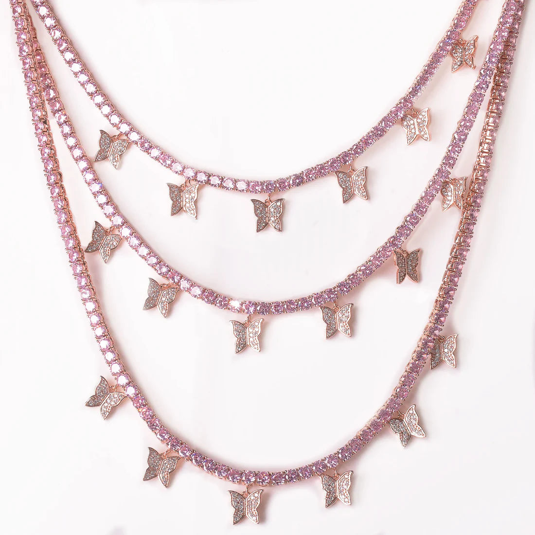 Pink Butterfly Tennis Chain