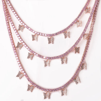 Pink Butterfly Tennis Chain