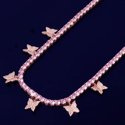 Pink Butterfly Tennis Chain