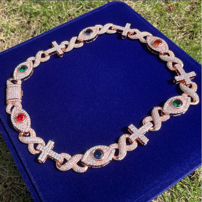 Bling "3rd Eye" Infinity Link Cross Chain