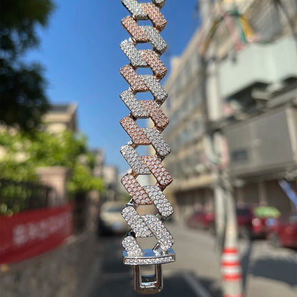 Bling Two-Tone Cuban Bracelet 22mm