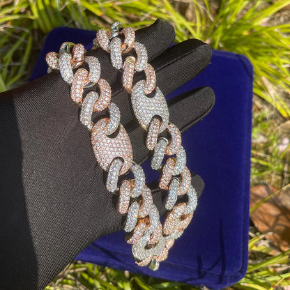 Bling "Figaro" Two Tone Chain
