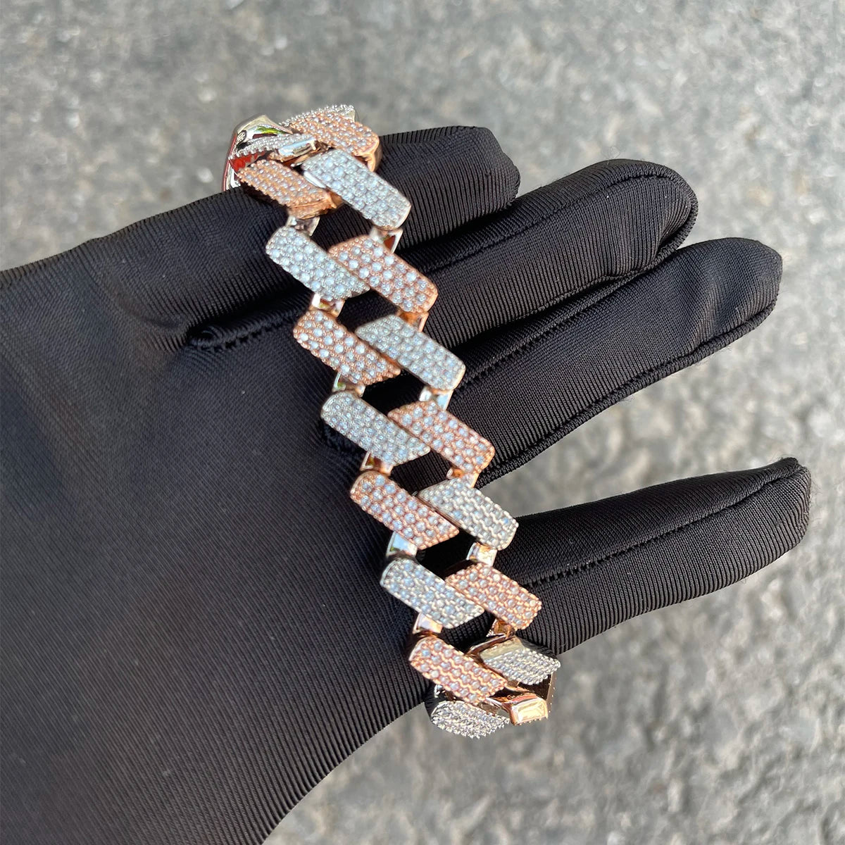 Bling Two-Tone Cuban Bracelet 22mm