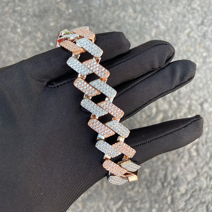Bling Two-Tone Cuban Bracelet 22mm