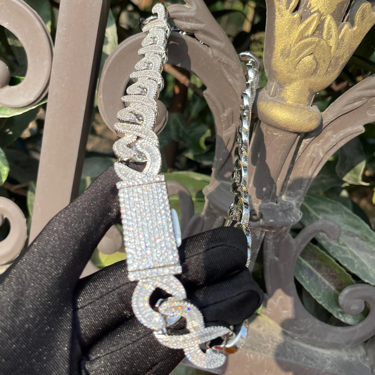 Bling "Infinity" Box Clasp w/ Baguettes Chain