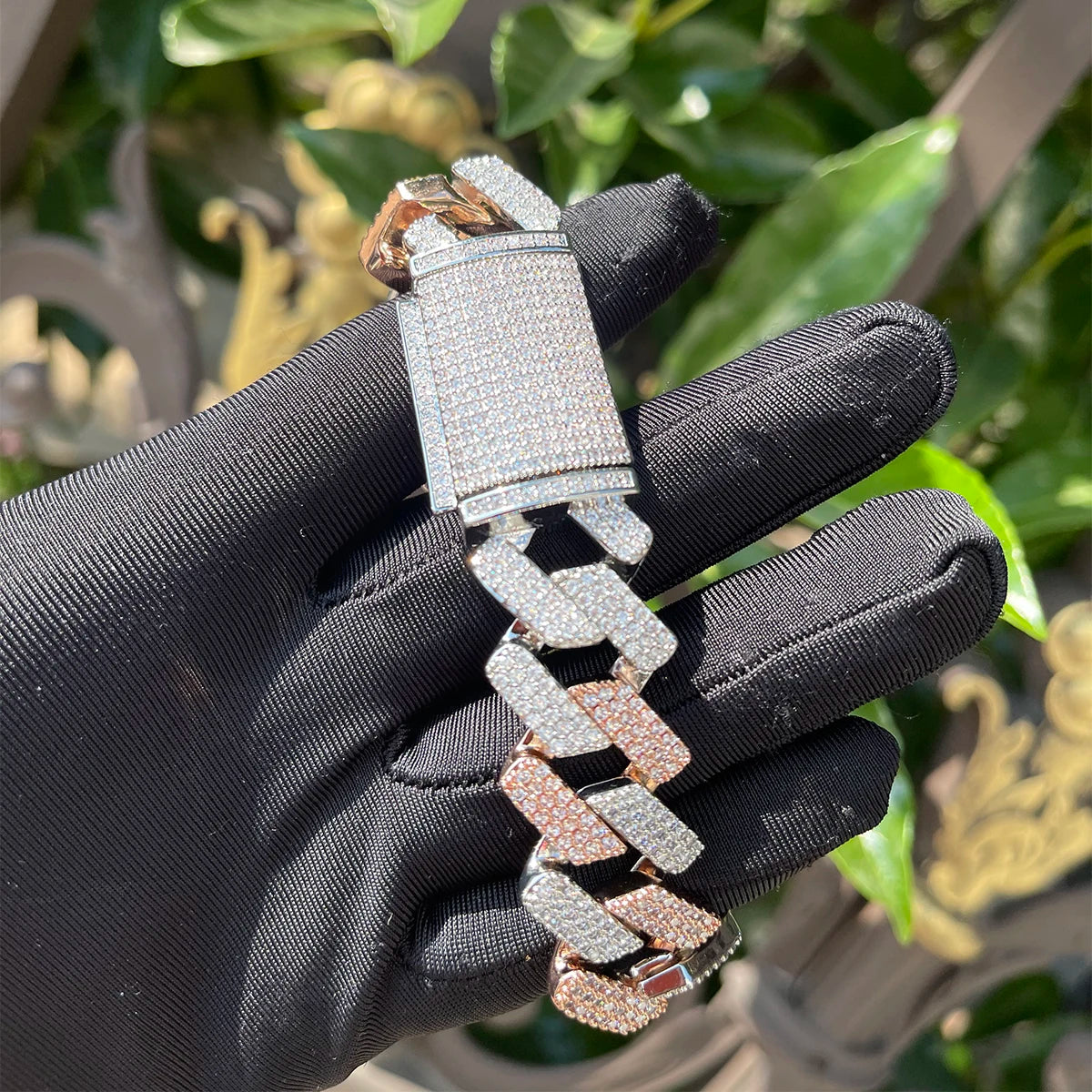 Bling Two-Tone Cuban Bracelet 22mm